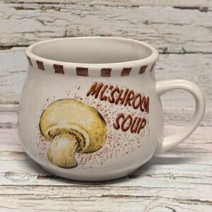Vintage Ceramic Mushroom Soup Mug Bowl With Handle